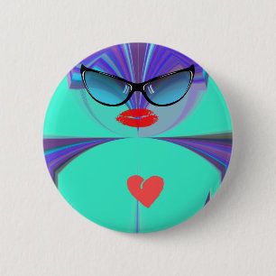 Elegantes Lady Portrait: Ein buntes Kunstwerk Button