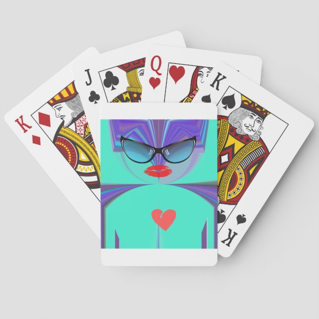 Elegantes Lady Portrait: Ein buntes Kunstwerk Spielkarten (Rückseite)