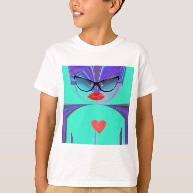 Elegantes Lady Portrait: Ein buntes Kunstwerk T-Shirt (Vorderseite)