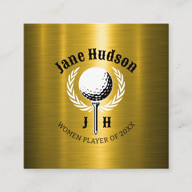 Elegantes Ladys Golf Monogram Design Quadratische Visitenkarte (Vorderseite)