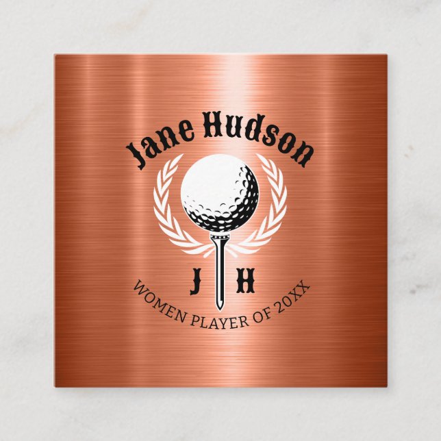 Elegantes Ladys Golf Monogram Design Quadratische Visitenkarte (Vorderseite)