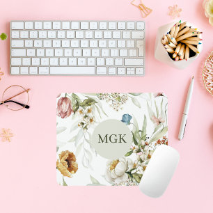 Elegantes ländliches Blumenmonogramm Mousepad