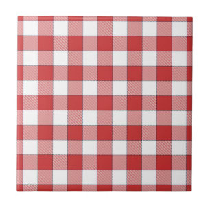 Elegantes Landpicknick Weiß Rot Kariert Fliese
