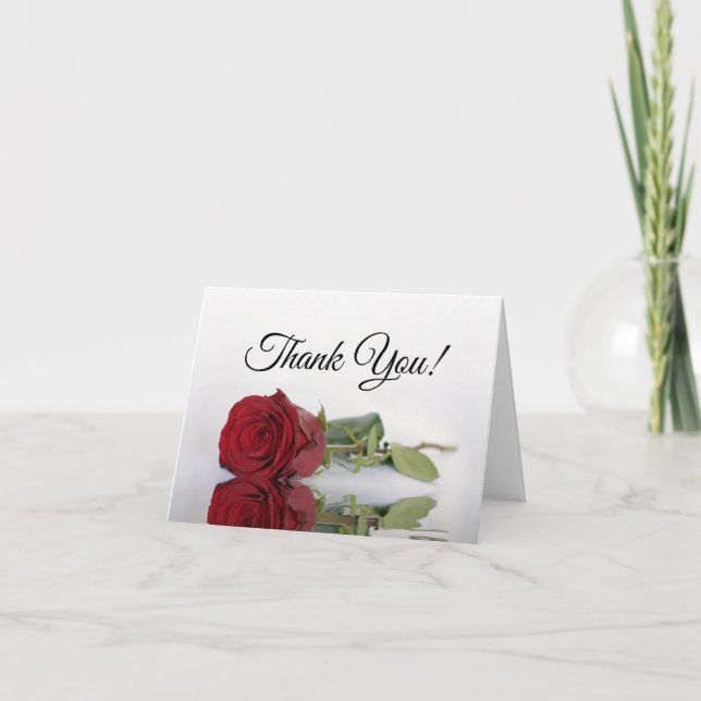 Elegantes Langgestempeltes Hochzeitsstil für Rote  Dankeskarte (Vorderseite)
