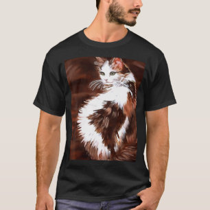 Elegantes langhaariges dreifarbiges Katzen-Haustie T-Shirt