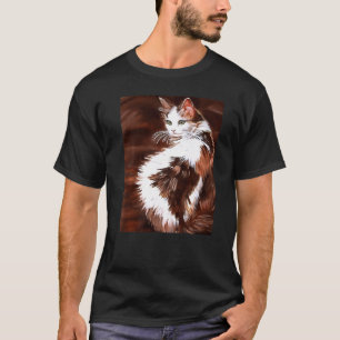 Elegantes langhaariges dreifarbiges Katzenporträt T-Shirt