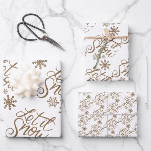 Elegantes Las-es-schnien Gold Winter Saison Geschenkpapier Set