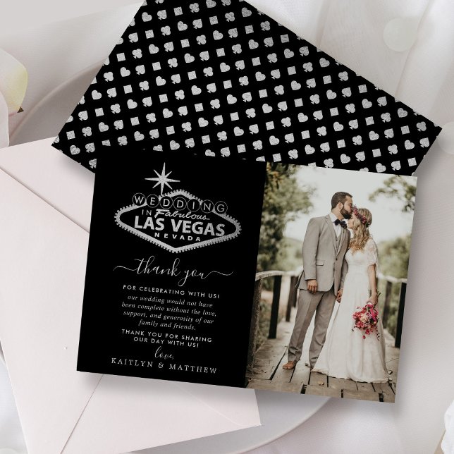 Elegantes Las Vegas Hochzeit in Urlaubsort Foto Dankeskarte (Von Creator hochgeladen)