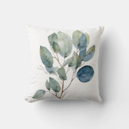 Elegantes Laub, aquamarines Blattputz, Aquarell Kissen