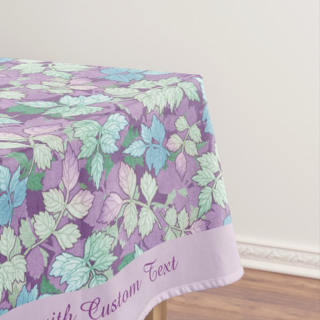 Elegantes Lavendel Aquamarine Blätter Personalisie Tischdecke (Beispiel)