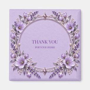 Elegantes Lavendel-Blumen-Quadrat-Box-Etikett Magnet