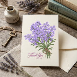 Elegantes Lavendel-Blumenbouquet handgeschriebene Dankeskarte