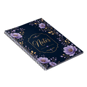 Elegantes Lavendel-Blüten-Notizbuch Notizblock