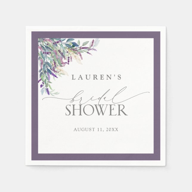 Elegantes Lavendel-Brautparty Serviette (Vorderseite)