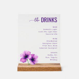 Elegantes Lavendel-Getränkekarten-Schild Acrylschild