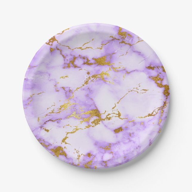 Elegantes Lavendel-GoldImitat-metallisches Pappteller (Vorderseite)
