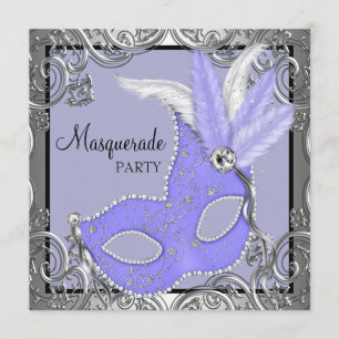 Elegantes Lavendel Lila Mask Masquerade Party Einladung
