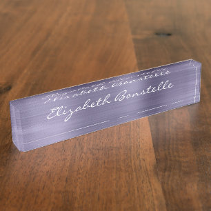 Elegantes Lavendel-Metall-Handschrift-Schild Namensplakette