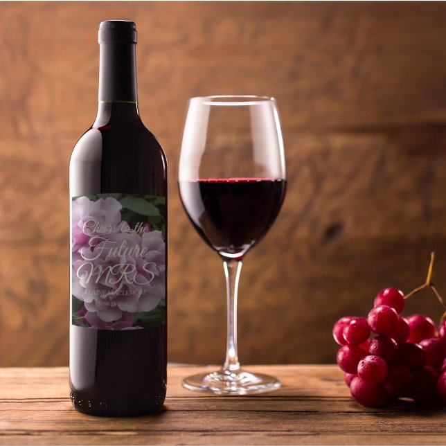 Elegantes Lavendel-Rose Personalisiertes Brautpart Weinetikett (In Situ)