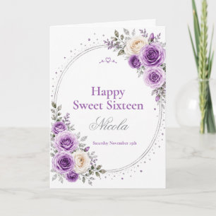 Elegantes Lavendel Sweet 16 Karte