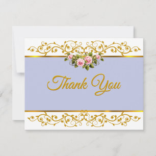 Elegantes Lavendel- und Gold-Blumen-Dankeschön Mitteilungskarte