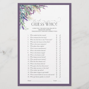 Elegantes Lavender Floral Brautparty Game