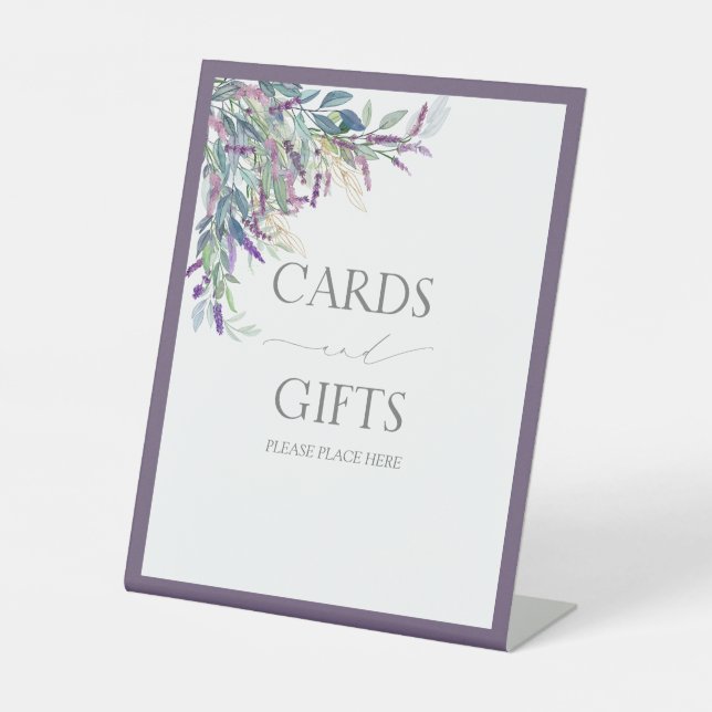 Elegantes Lavender Floral Brautparty Geschenk Sockelschild (Vorderseite)