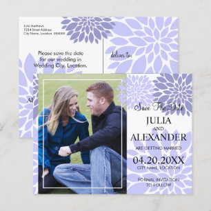 Elegantes Lavender Floral Burst Foto Save the Date Ankündigungspostkarte