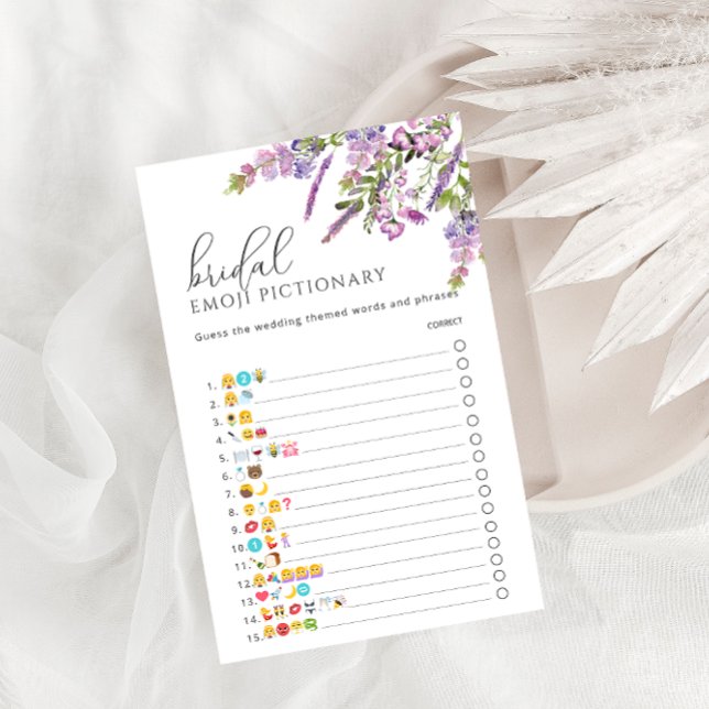 Elegantes Lavender Floral Emoji Pictionary Game (Von Creator hochgeladen)