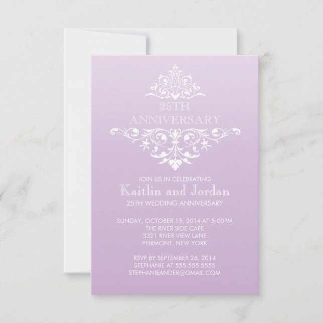 Elegantes Lavender Lila Geblüht Jubiläum Party Einladung (Vorderseite)