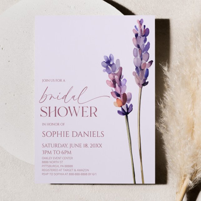 Elegantes Lavender Pflanze Branch Blume Brautparty Einladung (Von Creator hochgeladen)