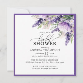 Elegantes Lavender Purple Flowers Brautparty Einladung