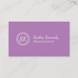 Elegantes Lavender Script Beruflich Monogram Visitenkarte