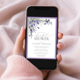 Elegantes Lavender Watercolor Brautparty Einladung