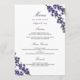 Elegantes Lavender Wedding Dinner Menü Menükarte