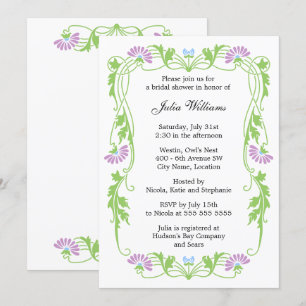 Elegantes Leaf Floral Wirbel Brautparty Einladung