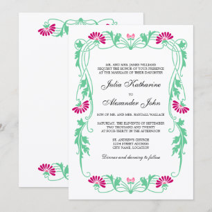 Elegantes Leaf Florals und Wirbel Hochzeiten Einladung