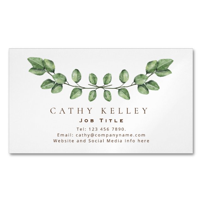 Elegantes Leaf Green any Professionals Magnetische Visitenkarte (Vorderseite)