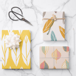 Elegantes Leaf-Muster Geschenkpapier Set