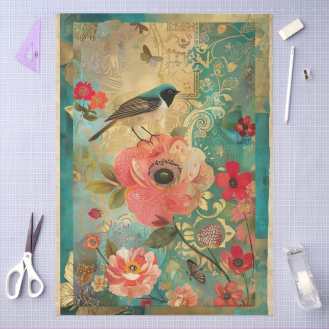 Elegantes, lebendiges, farbenfrohes und blumengesc seidenpapier (Basteln)