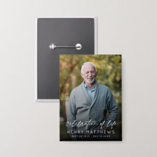 Elegantes Lebensfeier-Skript-Foto-Begräbnis  Button