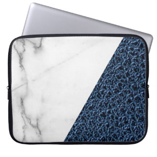 Elegantes Leder-Imitat Marmormaskuline Blüte Laptopschutzhülle