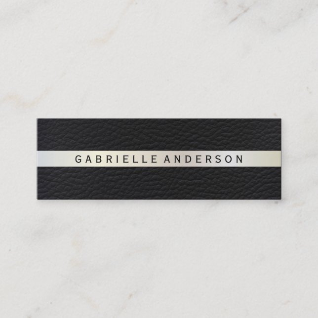 Elegantes Leder mit Luxe Metallic Trim Mini Visitenkarte (Vorderseite)