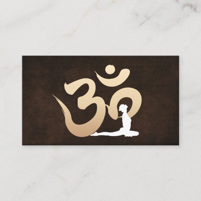 Elegantes Leder Om Symbol Yoga & Meditation Visitenkarte (Vorderseite)