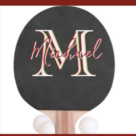 Elegantes Lederlook Tri-Color-Monogramm mit Name Tischtennis Schläger