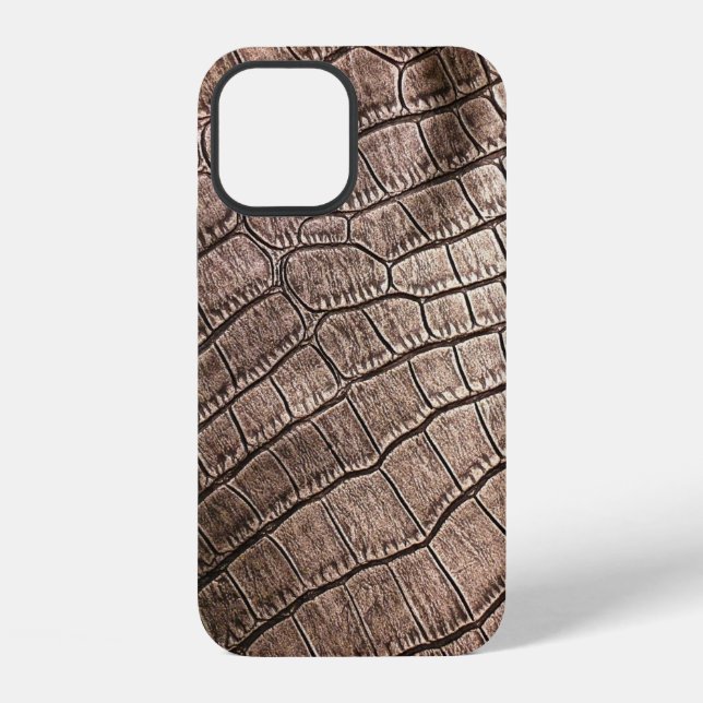 Elegantes Ledermuster aus der Nähe.  iPhone 12 Hülle (Rückseite)
