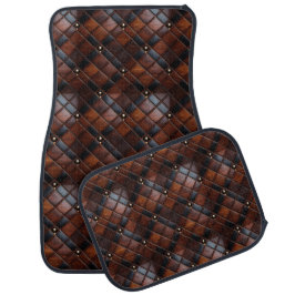 Elegantes Lederschwarz & Braun Abstraktes Muster Autofußmatte