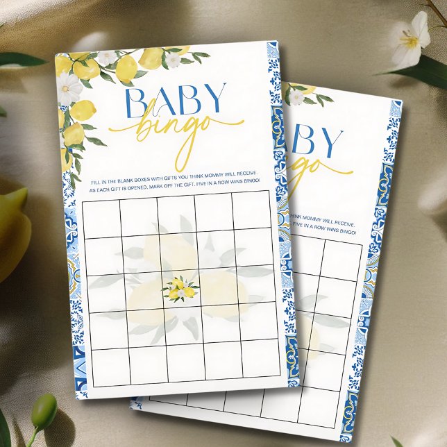 Elegantes Lemon Baby Shower Bingo Game (Von Creator hochgeladen)