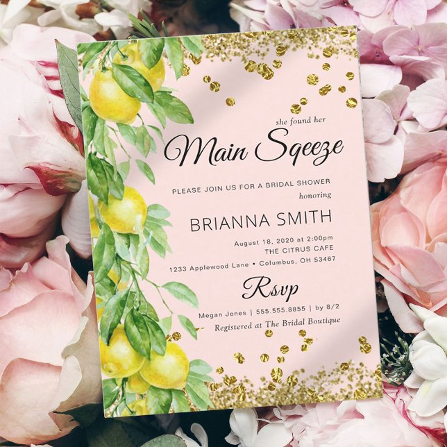 Elegantes Lemon Gold Glitzer Brautparty Einladung (Von Creator hochgeladen)