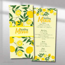 Elegantes Lemon Wedding Flat Menu Menükarte